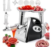 Hachoir à viande électrique et passoire à tomates, machine à saucisses 3 en 1 avec 3 plaques de broyage et kit Kubbe, machine à sauce tomate professionnelle et hachoir à viande pour la cuisine