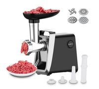 Hachoir à Viande Électrique Professionnel,3 en 1 Hachoir à Viande Acier Inoxydable,Moteur Puissant 750W, Corps Métal, avec Kit Complet de Fabrication de Saucisses (A)