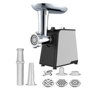 Hachoir à viande électrique, puissance maximale de 2800 W, acier inoxydable, comprend 3 plaques et tube de remplissage de saucisses, idéal pour la maison et les cuisines commerciales