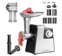 Hachoir à Viande Électrique STANEW 2500W 5 Lames Professionnelles Inoxydables (Julienne, Râpe, Trancheuse) Accessoires Saucisses et Biscuits Design Compact pour Viande Hachée et Préparations Maison
