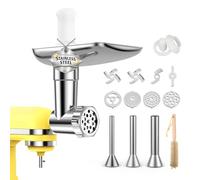 Hachoir à Viande en Acier Inoxydable pour KitchenAid - 4 Plaques de Broyage, 3 Tubes à Farcir pour Saucisses, 2 Lames de Broyage & 1 Moule à Boulettes de Viande - Lave-Vaisselle - Par MMOBIEL