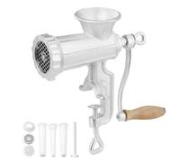 Hachoir à viande manuel 5/8 mm Plaques de coupe - Ustensile de cuisine avec 3 tubes de remplissage de saucisses & barre de poussée Machine à viande - Remplisseur de saucisses de viande hachée Facile à