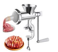 Hachoir à viande, manuel - Remplisseur de saucisses - Hachoir à viande robuste en d'aluminium - Ponceuse montée sur table avec manivelle et hachoir à viande pour le porc et l'ail