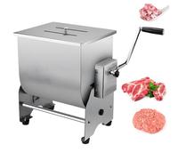 Hachoir à viande manuel, trémie en acier inoxydable, mélangeur à viande commercial avec couvercle et manivelle pour un traitement efficace de la viande