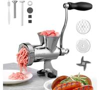 Hachoir à viande manuel VEVOR avec manivelle, remplisseur de saucisses en acier inoxydable 304 avec pince de table en acier, remplisseur de saucisses avec 2 plaques de coupe (4,5 / 8 mm) & tube à sauc