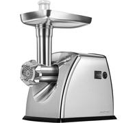 MPM MMM-07M Hachoir à Viande Électrique Professionnel, 3 Disques de Broyage 3mm, 5mm, 7mm, Poussoir à Saucisses, Fonction d'inversion, Boîtier Accessoires et Lame en Acier Inoxydable, 1800W