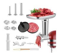 Hachoir à viande pour KitchenAid, ensemble de 16 accessoires en acier inoxydable avec 4 disques de hachage 3 poussoirs à saucisses presse viande et brosse de nettoyage Base