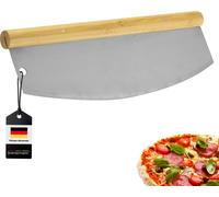 Hachoir berceuse pour pizza bremermann, hachoir berceuse avec poignée en bois, couteau à pizza