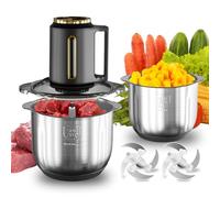 Hachoir de cuisine électrique 2,5 L, 300 W hachoir électrique avec bol, 3 vitesses, 2 × 4 lames aiguisées, acier inoxydable 304, lavable au lave-vaisselle, multifonction pour fruits légumes viande
