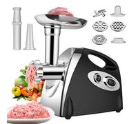 Hachoir Électrique, 2800W Hachoir à Viande, 3 en 1 Hachoir a Viande Électrique Professionnel, avec 3 Plaques de Broyage en Acier Inoxydable et Kubbe, Hachoir Viande pour Légumes Sauciss (Noir)