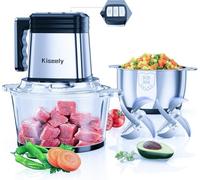 Hachoir électrique 2L, Robot culinaire à 3 vitesses avec 2 bols et 2 jeux de lames à deux niveaux, hachoir à viande et légumes 400W pour viande, légumes, fruits et noix (RC2)