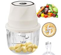 Hachoir Électrique 300 ml, Mixeur Hachoir Rechargeable USB, Mini Coupe Legumes, Hachoir Multifonction Portable pour Viande, Oignons, Ail, Noix, Légumes, Fruits(Blanc)