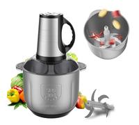 Hachoir Électrique 300W - Moteur Pur Cuivre, Bol Inox 4L, Lame en acier inoxydable, 3 Vitesses et Sécurité | Robot Culinaire pour Viandes, Légumes, Préparations Bébé et Animaux (2.5L)