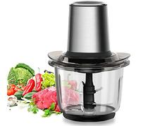 Hachoir Électrique, 400W Hachoir a Viande, 2 Niveaux de Vitesse, 1.5 L Bol en Verre, 4 Lames Inox Amovibles, Hachoir Multifonction pour Hacher Rapidement Viande, Oignons, Légumes, Ail, Fruits