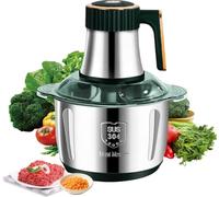 Hachoir Électrique 5L en Acier Inoxydable, Hachoir à Viande 500W avec 6 Lames, 5 Vitesses Réglables, Mixeur Multifonction pour Viande, Légumes, Noix et Aliments Bébé, Facile à Nettoyer (Vert)
