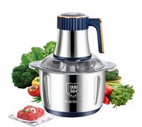 Hachoir Électrique 5L en Acier Inoxydable, Hachoir à Viande 500W avec 6 Lames, 5 Vitesses Réglables, Mixeur Multifonction pour Viande, Légumes, Noix et Aliments Bébé, Facile à Nettoyer (Bleu)