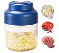 Hachoir électrique à ail portable, USB sans fil, 250ml, bleu, pour légumes et aliments