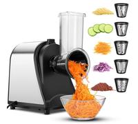 Hachoir électrique à légumes 5 en 1 Coupe légumes électrique Râpe électrique 250W Moulin à légumes avec 5 cônes en acier inoxydable
