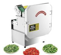 Hachoir électrique à légumes industriel 200 W avec lame en acier inoxydable et bande transporteuse, parfait pour hacher efficacement les légumes et les tomates