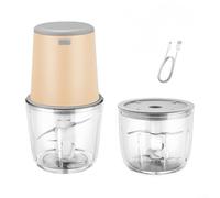 Hachoir électrique avec 2 bols pour légumes, viandes, oignons, noix, sauces, sauces, sauces, sauces, sauces, sauces, alimentés par USB (jaune)