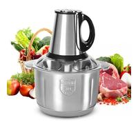 Hachoir Électrique Avec Bol Acier Inox 5L, Hachoir à Viande 500W Avec 5 Lames En Inox,Robot Mixeur Petit Avec 3 Niveaux De Vitesse,Pour Hacher Viande, Oignon,Oeufs, Jus D'orange, Pâte (B)