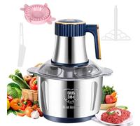 Hachoir Électrique Avec Bol Acier Inox 5L, Hachoir à Viande 500W Avec 6 Lames En Inox,Robot Mixeur Petit Avec 5 Niveaux De Vitesse,Pour Hacher Viande, Oignon,Oeufs, Jus D'orange, Pâte