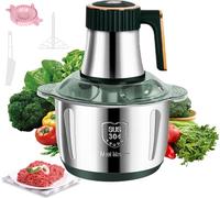Hachoir électrique Avec Bol Acier Inox 5L,Mixeur Hachoir Multifonction pour Légumes,Hachoir à Viande 500W,5 Niveaux de Vitesse,6 Lames Amovibles,Bruit 36db