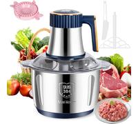 Hachoir électrique Avec Bol En Acier Inoxydable 5L et 6 Lames en Acier Inoxydable,Hachoir à Viande Polyvalent 500W,5 Vitesses,Robot Mixeur Petit Pour Hacher Viande,Oignon,Oeufs,Jus D'orange,Pâte (A)