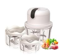 Hachoir électrique avec port USB - Mini robot de cuisine - 100 ml, 250 ml, 300 ml - Coupe-légumes électrique avec 3 lames tranchantes - Presse-ail multifonction pour viande, légumes, fruits
