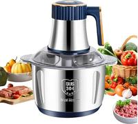 Hachoir électrique, Mini Hachoir à Viande Electrique 5L avec 6 lames, mixeur électrique de 500 watts avec 5 niveaux de vitesse pour Viande, Légumes, les aliments pour bébés et Fruits (Bleu)