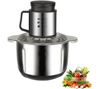 Hachoir électrique, Mini mélangeur avec Bol en Acier Inoxydable de 5 L, contrôle à 2 Vitesses et 6 Lames, processeur de mixage électrique Efficace pour la Cuisine,Argent,01