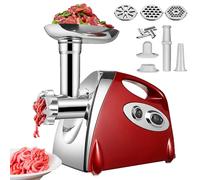 Hachoir Électrique Multifonction 2800W en Acier Inoxydable pour Viande, Légumes, Saucisses, Trancheuse, Hachoir, Broyeur, Robot Culinaire pour Bébé Red-EU Plug