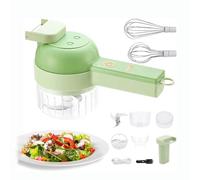 Hachoir électrique - Robot de légumes portable multifonction sans fil électrique 4 en 1 pour ail, poivrons, oignons, céleri, gingembre, viande, avec brosse, livré avec batteur à œufs et à crème