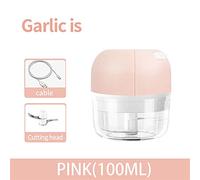 Hachoir électrique sans fil, rechargeable par USB, avec lame, mini hachoir à viande, accessoires de cuisine portables (100 ml-C-rose)