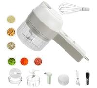 Hachoir électrique Slice Ease, hachoir électrique 4 en 1, portable, pour couper les fruits, hacher la viande, battre les œufs, cuisiner, hacher l'ail, les poivrons et les oignons (Blanc + fouet)