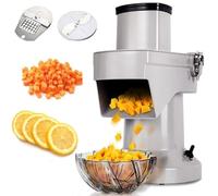Hachoir et trancheur électrique pour légumes avec lames de 10 mm, épaisseur de tranche réglable de 2 à 4 mm, disque de râpage de 3 mm, robot culinaire pour fruits et légumes