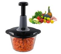 Hachoir Manuel, 2 L Hachoir à Légumes Manuel Coupe d'Oignon avec 4 Lames en Acier Inoxydable, Mélangeur Manuel Presse Hacheur, Convient pour Oignons, Poivrons, Légumes, Fruits, Facile à Utiliser