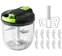 Hachoir Manuel 900 Ml, Hachoir Oignon Avec 10 Lames en Acier Inoxydable y 1 Mélangeur,Coupe Oignon Manuel Mixeur Manuel pour Oignon, Ail, Viande, Légumes, Frui