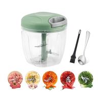 Hachoir Manuel 900 ml, Hachoir Oignon Avec 4 Lames En Acier Inoxydable, 1 cuillère 1 brosse de nettoyage, Hachoir Oignon Manuel Avec Tire-câble, pour Oignon, Ail, Viande, Légumes, Fruit (vert)
