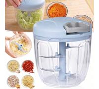 Hachoir manuel à cordon - Presse-ail et robot culinaire en matériau ABS, sans électricité nécessaire, convient pour l'oignon, la viande, le piment, la carotte, les fruits, les noix, les herbes et plus