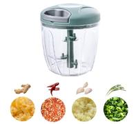 Hachoir Manuel Cuisine,Coupe Oignon Manuel,Coupe Ail 900 ml Mixeur Manuel avec Acier Inoxydable 5 Lames,Multi-Hachoir pour Légumes Viande Oignon D'Ail,Vert