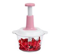 Hachoir manuel d'aliments 2 L pour ail et viande avec bouton poussoir | Processeur alimentaire manuel pour le camping, l'extérieur, la préparation des repas, la cuisine et la maison