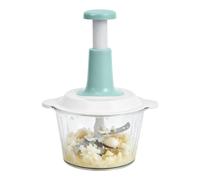 Hachoir manuel d'aliments 2 L pour ail et viande avec bouton poussoir | Processeur alimentaire manuel pour le camping, l'extérieur, la préparation des repas, la cuisine et la maison