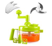 Hachoir manuel pour légumes, hachoir à légumes avec poignée et couvercle pour oignons, ail, poivrons, carottes, gingembre, fruits (vert)