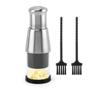 Hachoir manuel pressé - Mini hachoir à ail avec brosse - Aliments manuels en acier inoxydable pour hacher l'ail (couleur : argent)
