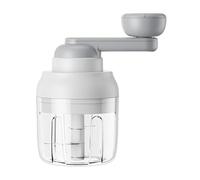 Hachoir manuel, robot culinaire à manivelle, hachoir manuel pour oignons, hachoir à oignons avec récipient transparent et poignée ergonomique pour salade d'ail, fruits et légumes (Blanche)