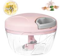 Hachoir Oignon Manuel, Presse Ail de 3-Lames, Pour Oignon Salade,Pesto, Persil, Saucisson/Machine à Couper Noix, Vanille (Rose)