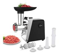 Hachoir Viandes Électrique, 2800W Hachoir Électrique, 3 en 1 Hachoir à Viande Acier Inoxydable avec 3 plaques de broyage en acier inoxydable et Kubbe, Hachoir a Viande pour Légumes Saucisses (Noir A)