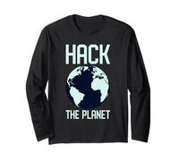 Hack The Planet - Blue Globe Design pour Les Pirates informatiques Manche Longue