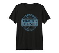 Hack The Planet Blue Globe Design pour Les Pirates informatiques T-Shirt Haut de Gamme